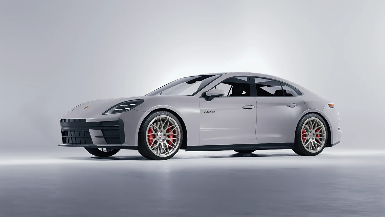 Porsche Panamera Turbo 2024 on HRE Performance Wheels 300M forged wheels, front three-quarter view
