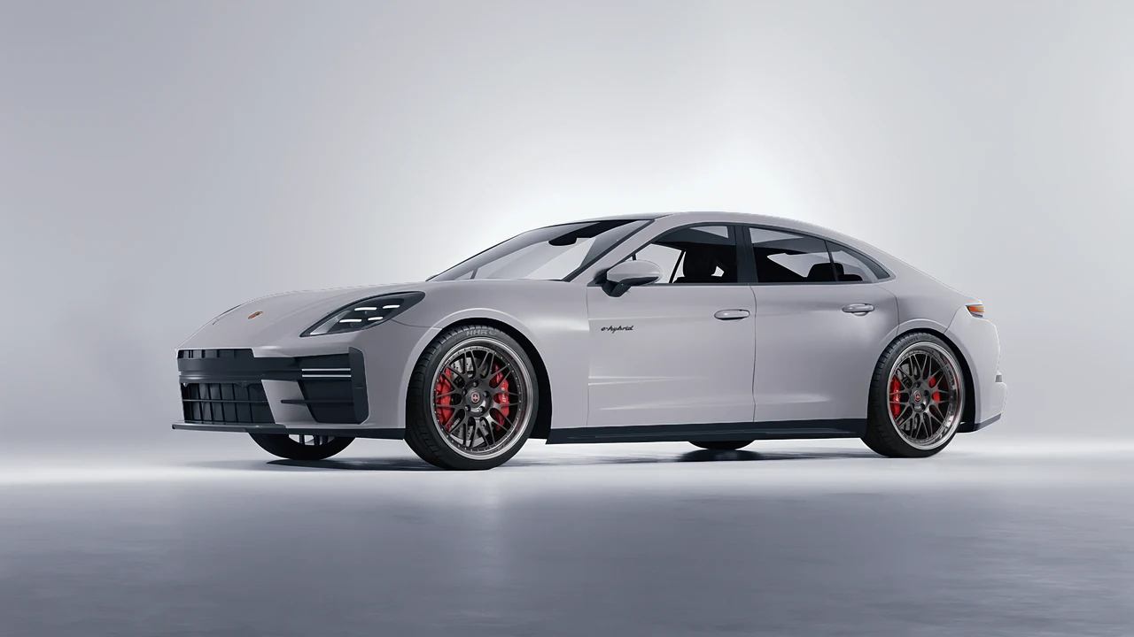 Porsche Panamera Turbo 2024 on HRE Performance Wheels 540 forged wheels, front three-quarter view