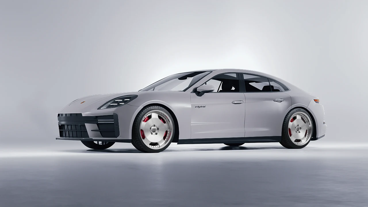 Porsche Panamera Turbo 2024 on HRE Performance Wheels 544 forged wheels, front three-quarter view