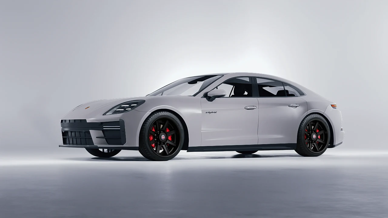 Porsche Panamera Turbo 2024 on HRE Performance Wheels HD188H forged wheels, front three-quarter view