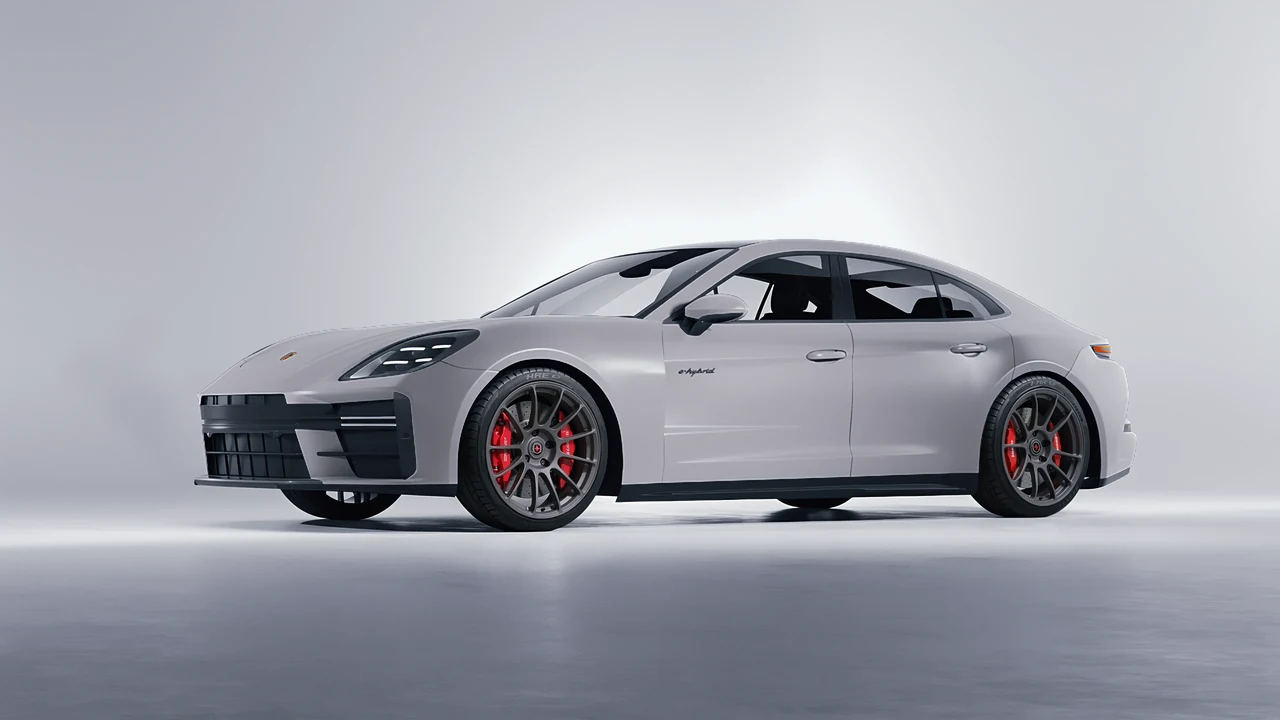 Porsche Panamera Turbo 2024 on HRE Performance Wheels RC103 forged wheels, front three-quarter view