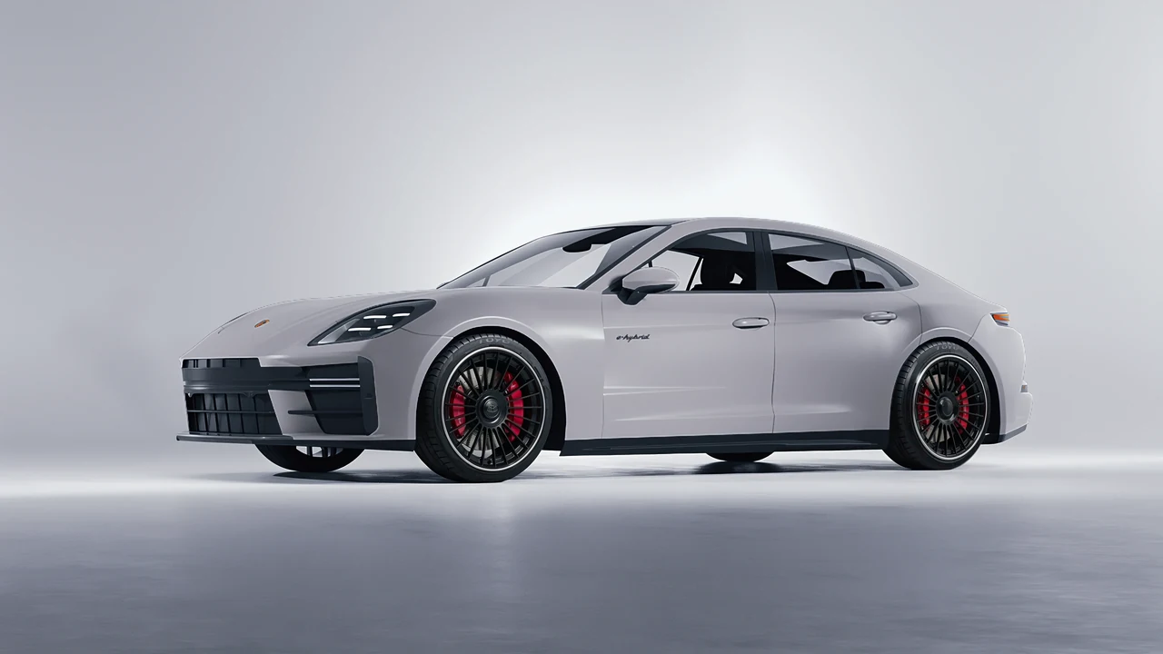 Porsche Panamera Turbo 2024 on RDB LA Twenty Two forged wheels, front three-quarter view