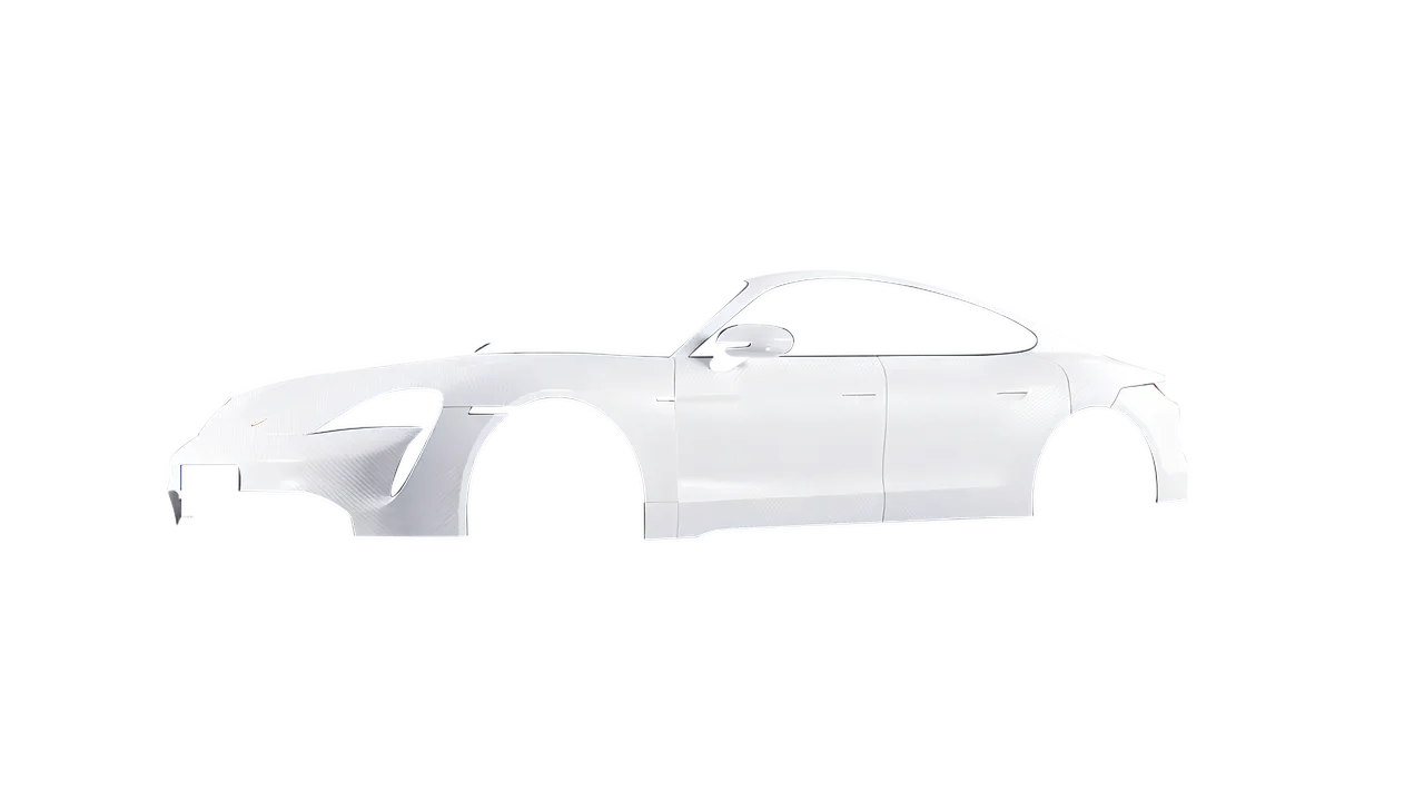 Porsche Taycan 2020 wrapped in Carbon Fiber White (Avery Dennison SW900-115-X), front three-quarter view