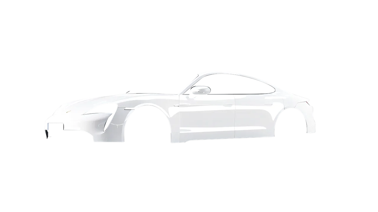 Porsche Taycan 2020 wrapped in Gloss White (3M G10), front three-quarter view