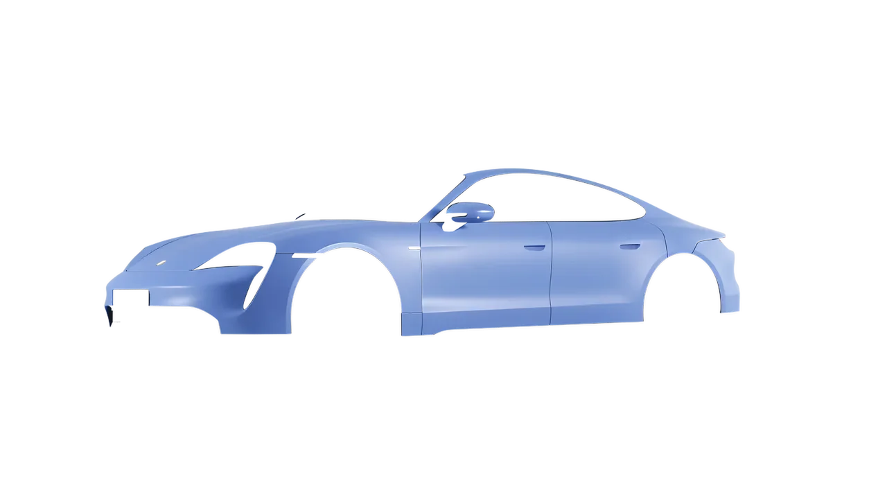 Porsche Taycan 2020 wrapped in Dreamline Blue (Avery Dennison SW900-616-O), front three-quarter view