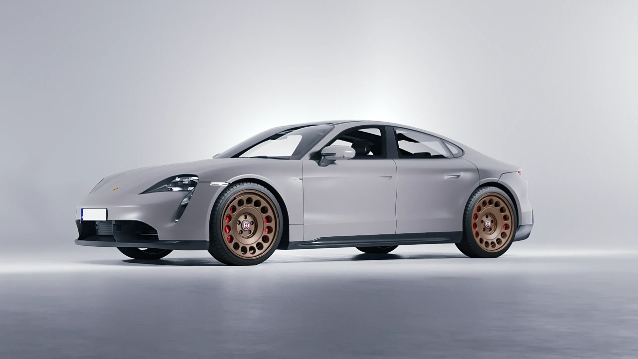 Porsche Taycan 2020 on HRE Performance Wheels 037-GTM forged wheels, front three-quarter view
