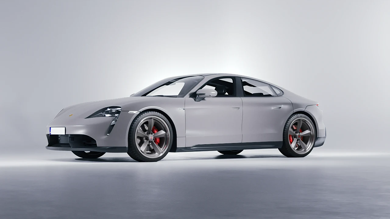 Porsche Taycan 2020 on HRE Performance Wheels 105 forged wheels, front three-quarter view