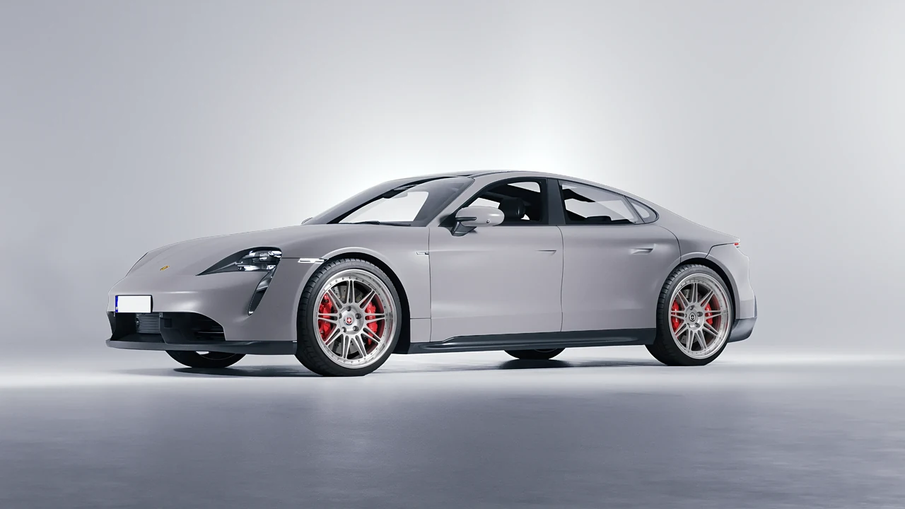 Porsche Taycan 2020 on HRE Performance Wheels 301 forged wheels, front three-quarter view