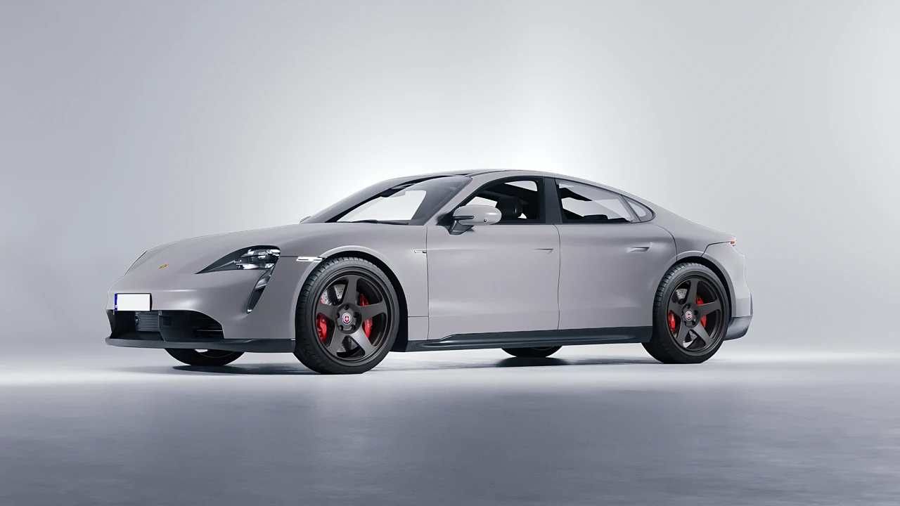 Porsche Taycan 2020 on HRE Performance Wheels 305-GT forged wheels, front three-quarter view