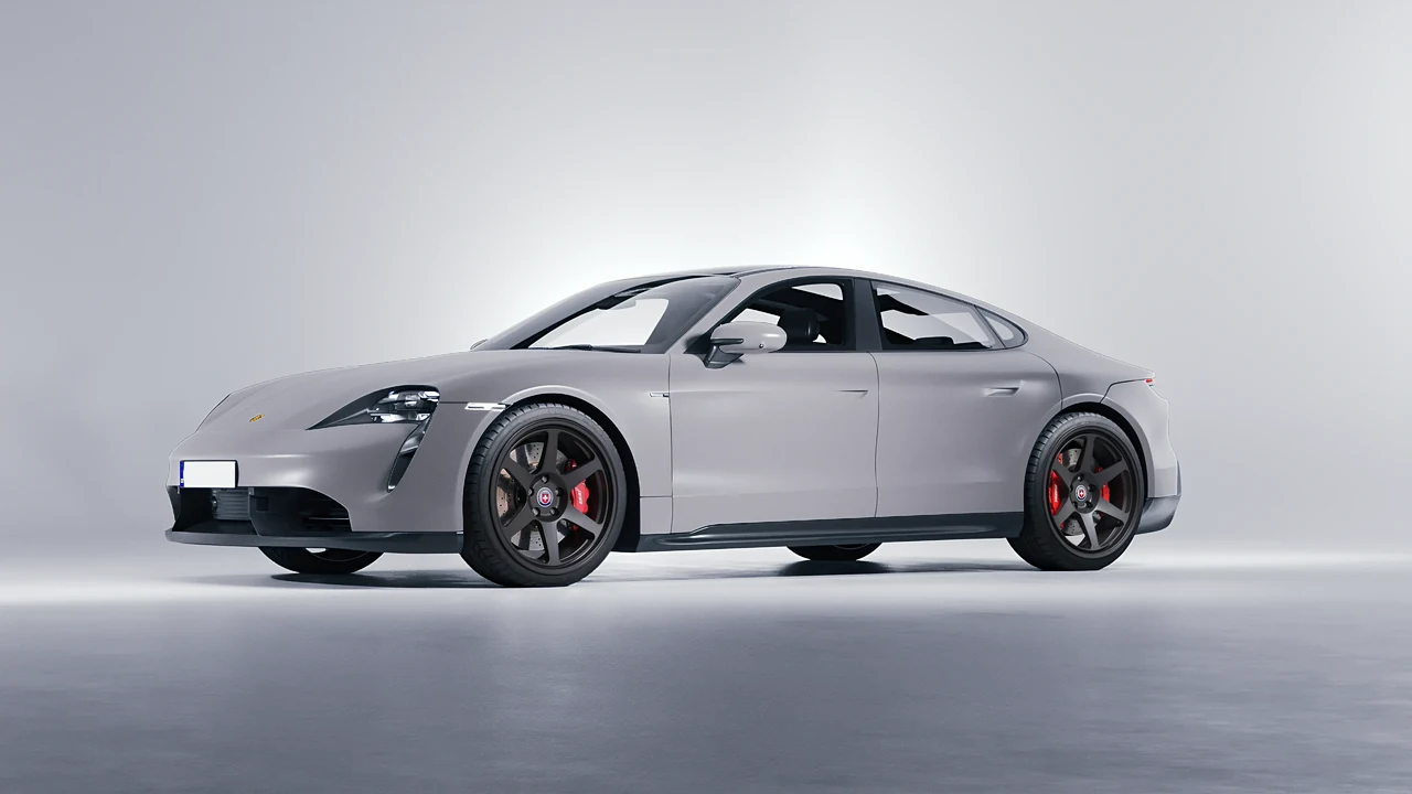 Porsche Taycan 2020 on HRE Performance Wheels 306-GT forged wheels, front three-quarter view