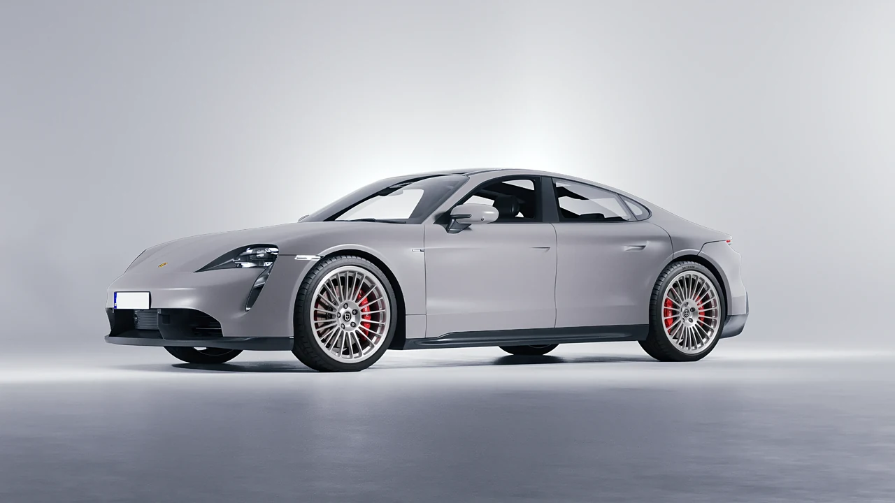 Porsche Taycan 2020 on HRE Performance Wheels 309M forged wheels, front three-quarter view