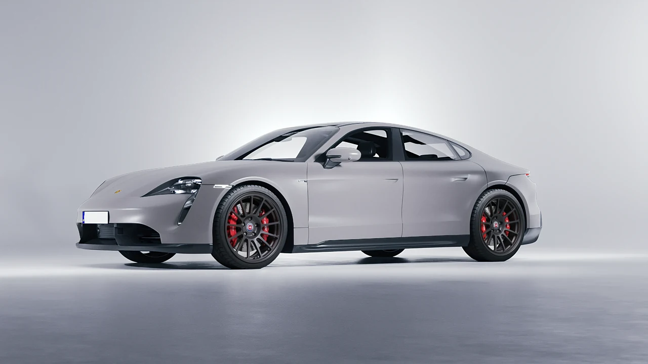 Porsche Taycan 2020 on HRE Performance Wheels 313-GT forged wheels, front three-quarter view