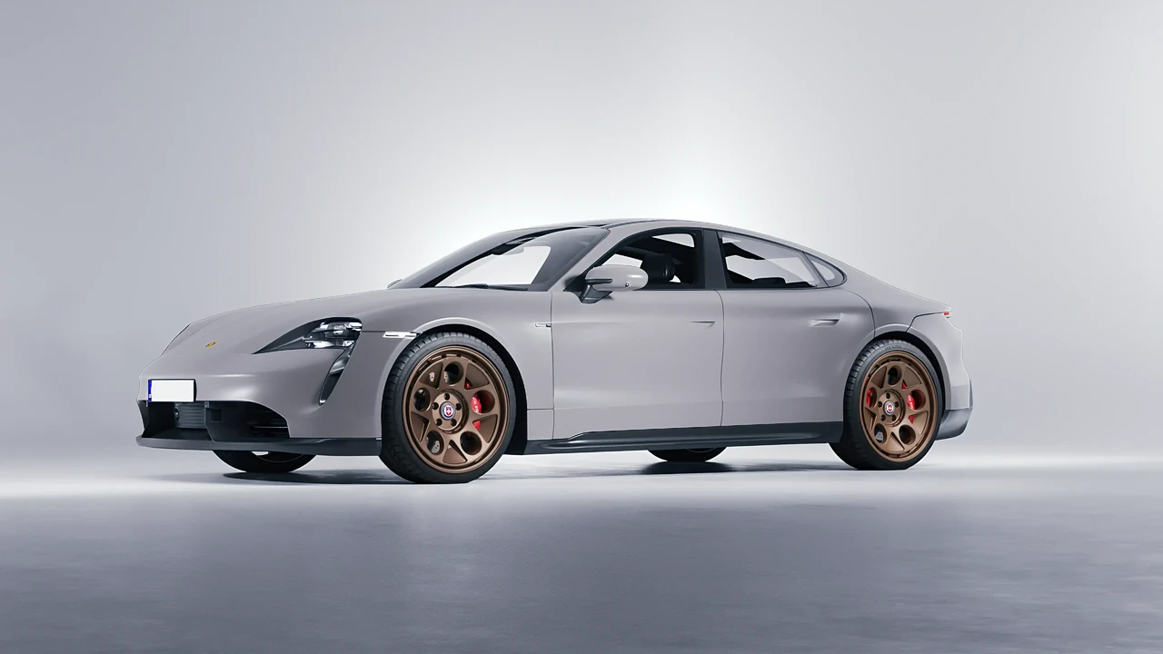 Porsche Taycan 2020 on HRE Performance Wheels 454-GTM forged wheels, front three-quarter view