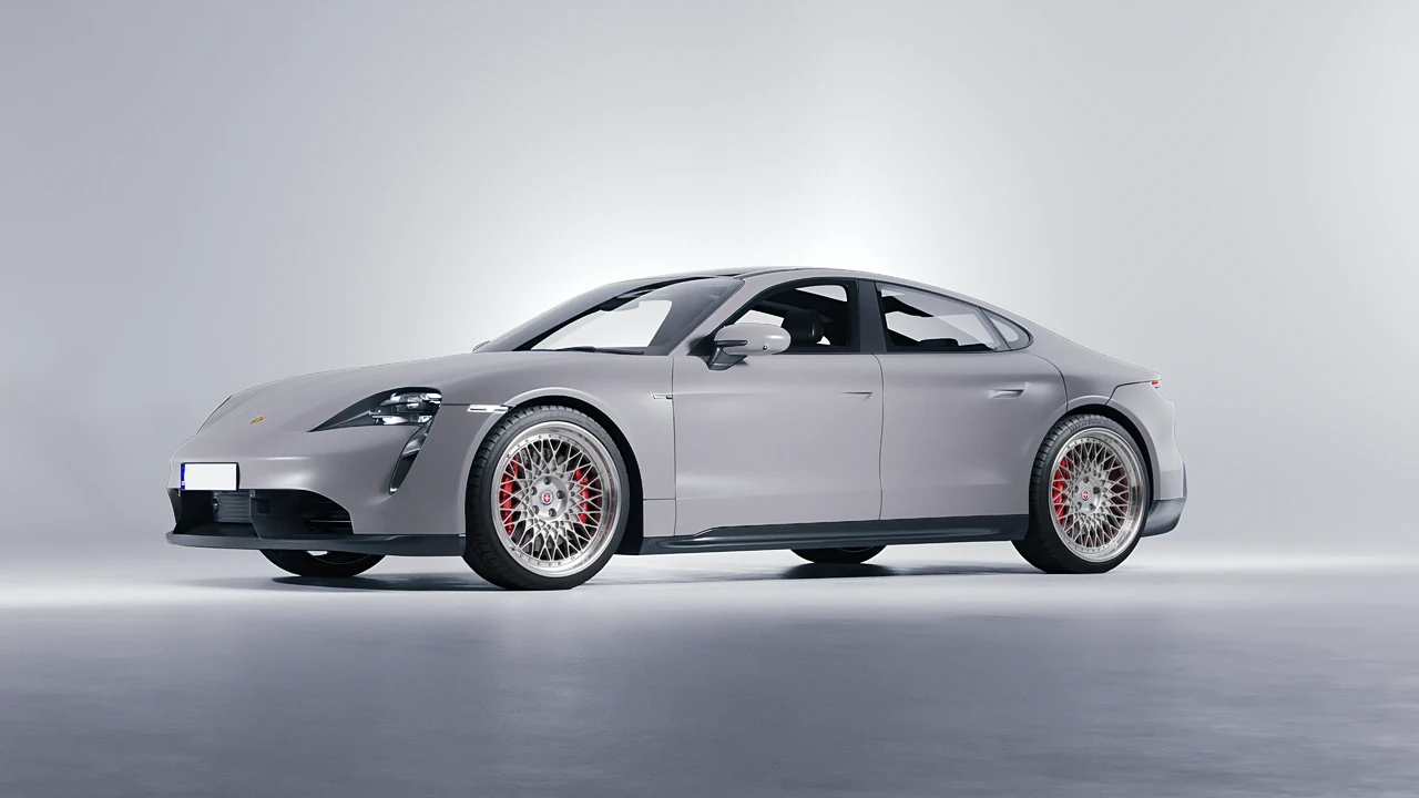 Porsche Taycan 2020 on HRE Performance Wheels 501 forged wheels, front three-quarter view