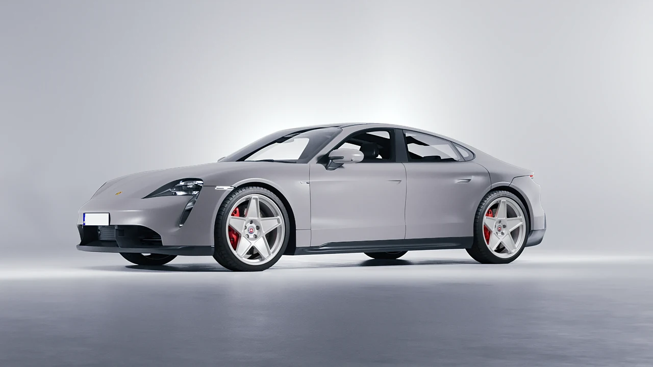 Porsche Taycan 2020 on HRE Performance Wheels 505M forged wheels, front three-quarter view