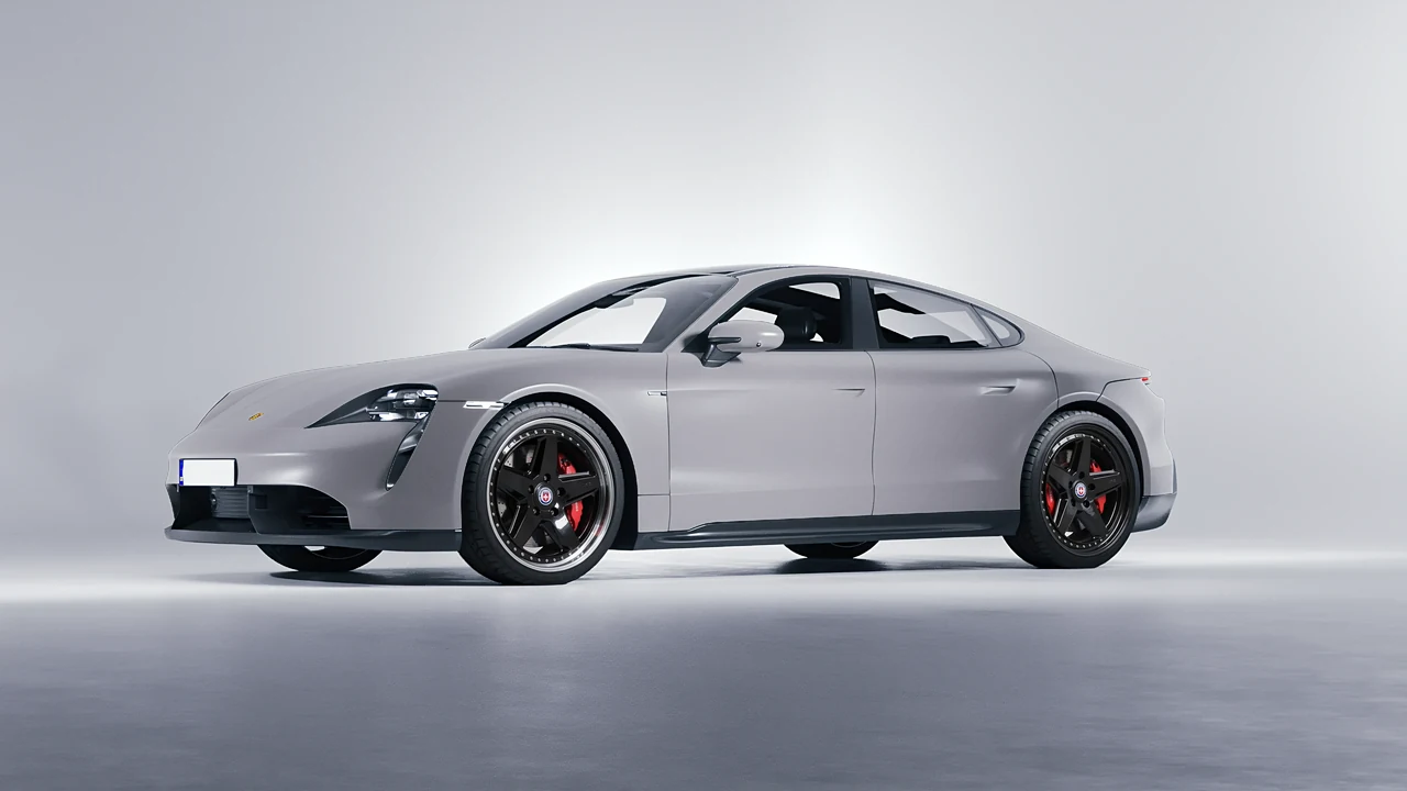 Porsche Taycan 2020 on HRE Performance Wheels 517 forged wheels, front three-quarter view