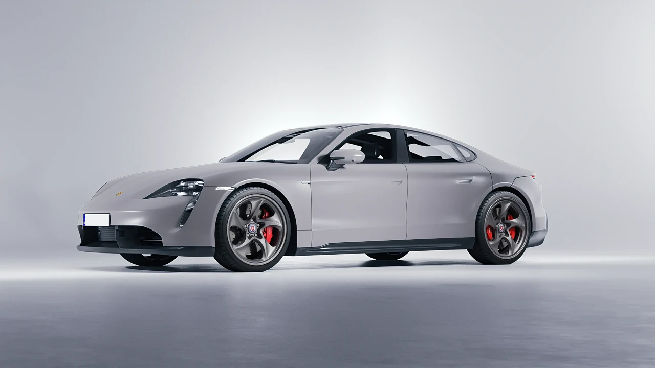 Porsche Taycan 2020 on HRE Performance Wheels 522 forged wheels, front three-quarter view