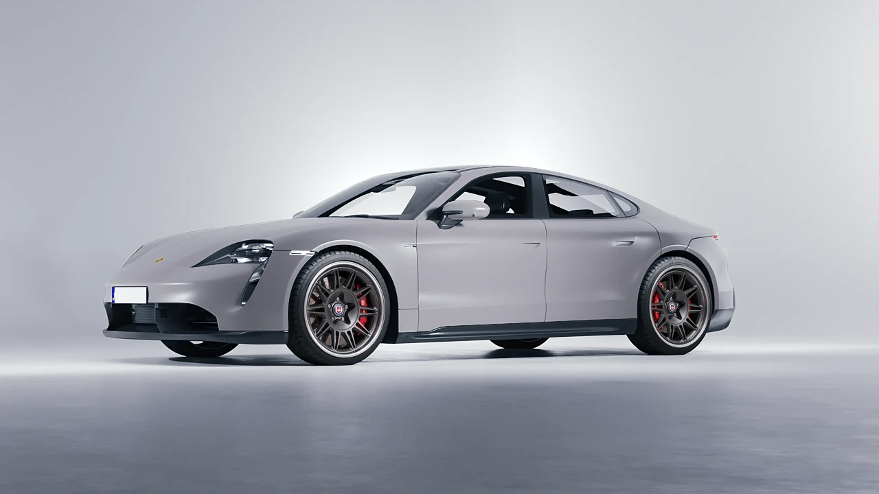 Porsche Taycan 2020 on HRE Performance Wheels 528 forged wheels, front three-quarter view