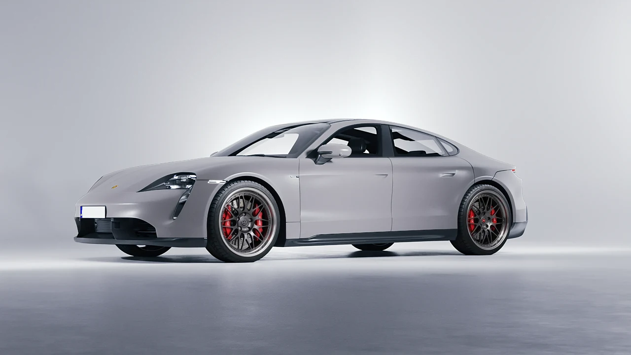 Porsche Taycan 2020 on HRE Performance Wheels 540 forged wheels, front three-quarter view