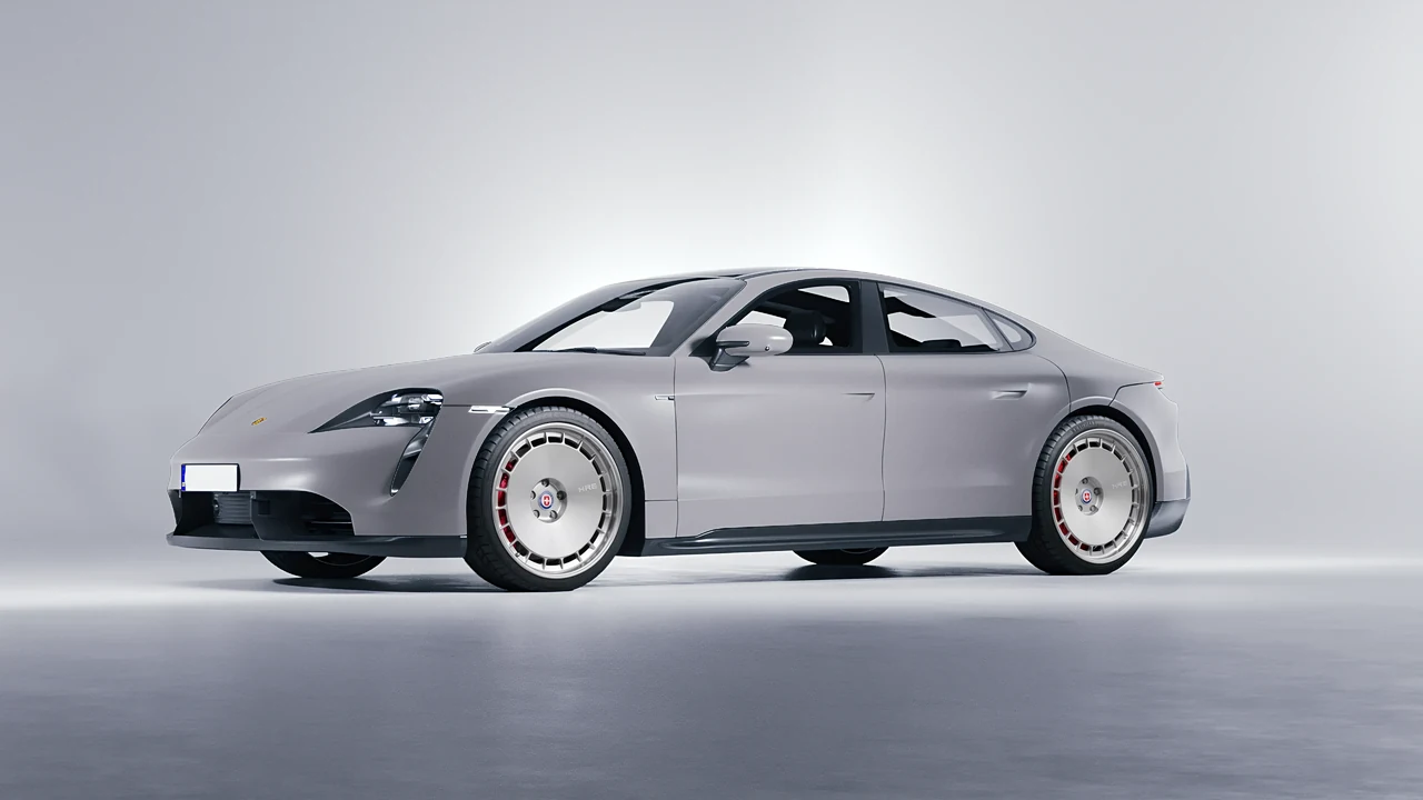 Porsche Taycan 2020 on HRE Performance Wheels 935 forged wheels, front three-quarter view