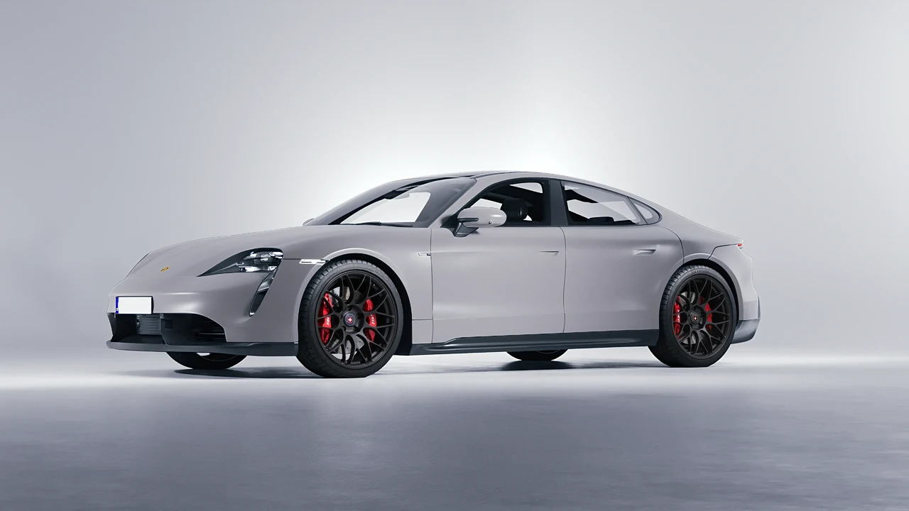Porsche Taycan 2020 on HRE Performance Wheels RC100 forged wheels, front three-quarter view