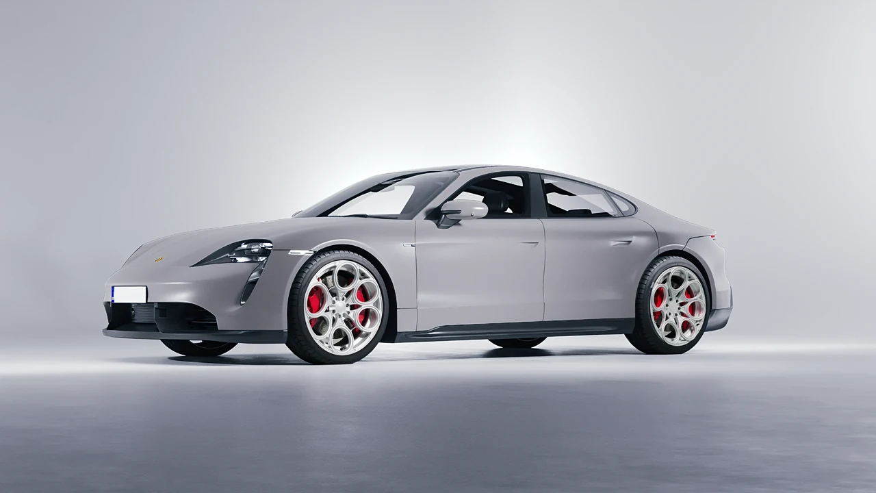 Porsche Taycan 2020 on RDB LA Revolver forged wheels, front three-quarter view