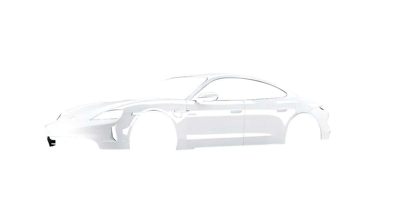Porsche Taycan 2024 wrapped in Gloss White (3M G10), front three-quarter view