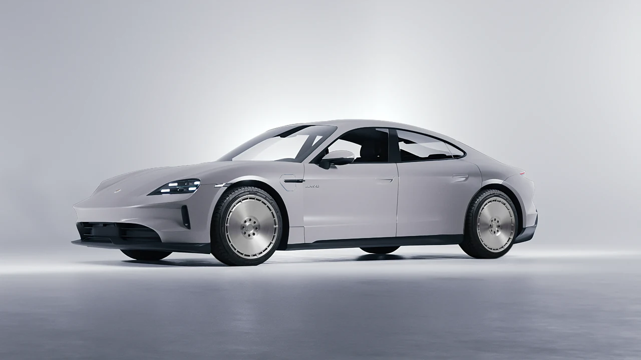 Porsche Taycan 2024 on RDB LA Zero forged wheels, front three-quarter view