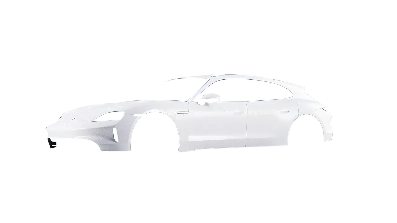 Porsche Taycan 4S Sport Turismo 2022 wrapped in Carbon Fiber White (Avery Dennison SW900-115-X), front three-quarter view