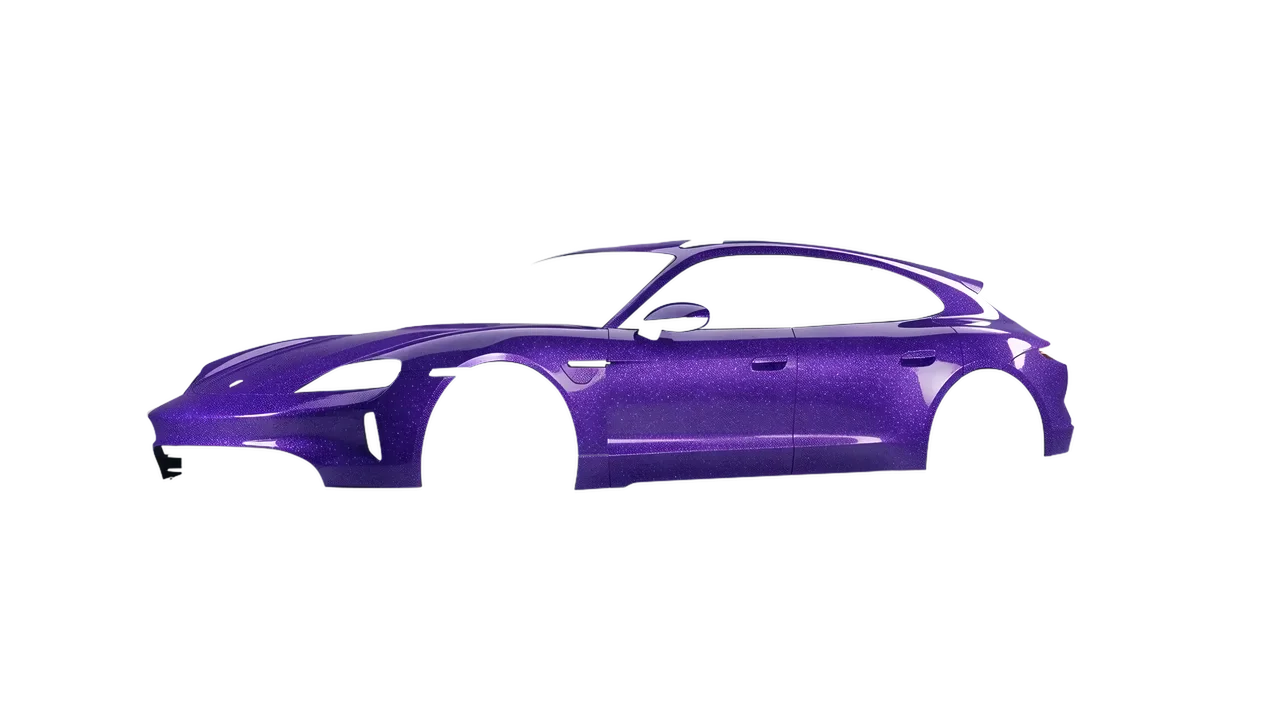 Porsche Taycan 4S Sport Turismo 2022 wrapped in Purple (Avery Dennison SW900-587-D), front three-quarter view