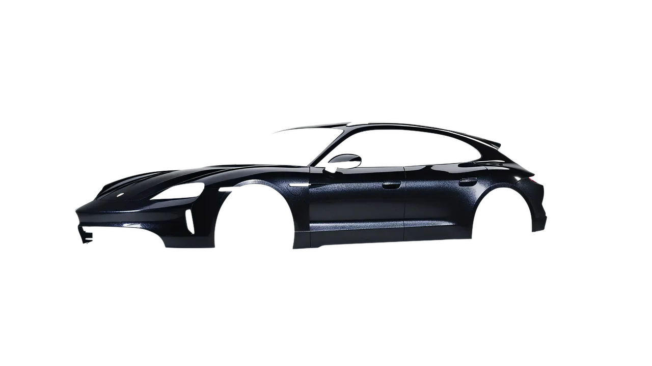Porsche Taycan 4S Sport Turismo 2022 wrapped in Mystery Black (Avery Dennison SW900-184-M), front three-quarter view