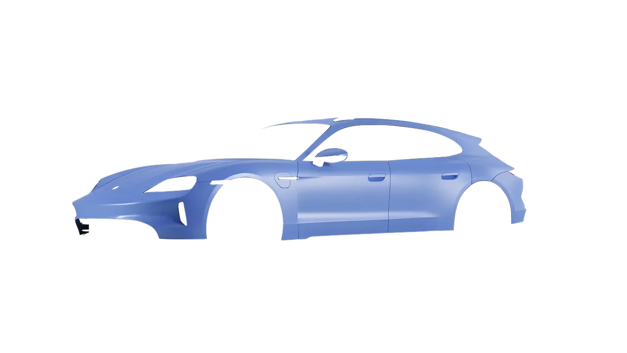 Porsche Taycan 4S Sport Turismo 2022 wrapped in Dreamline Blue (Avery Dennison SW900-616-O), front three-quarter view