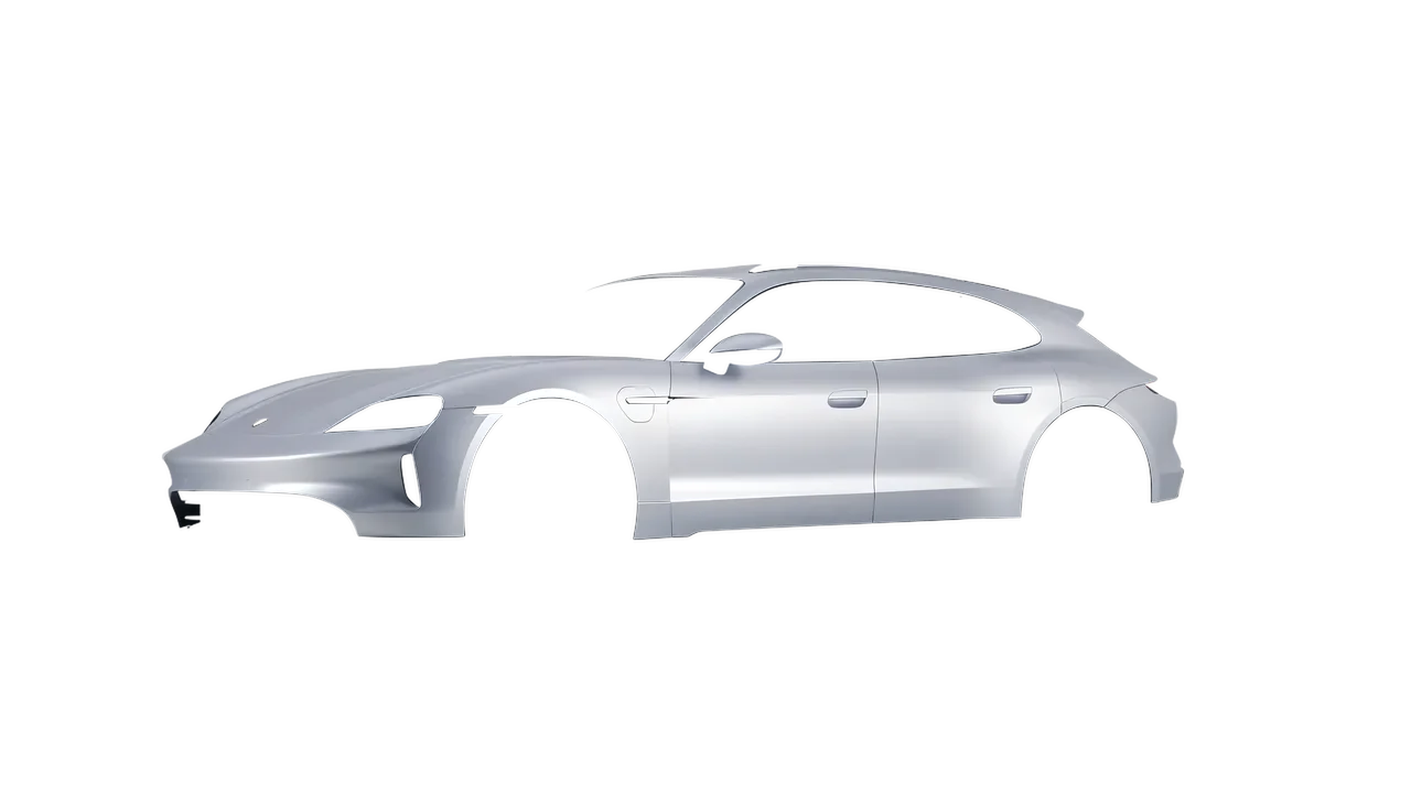 Porsche Taycan 4S Sport Turismo 2022 wrapped in Matte Silver (3M M21), front three-quarter view