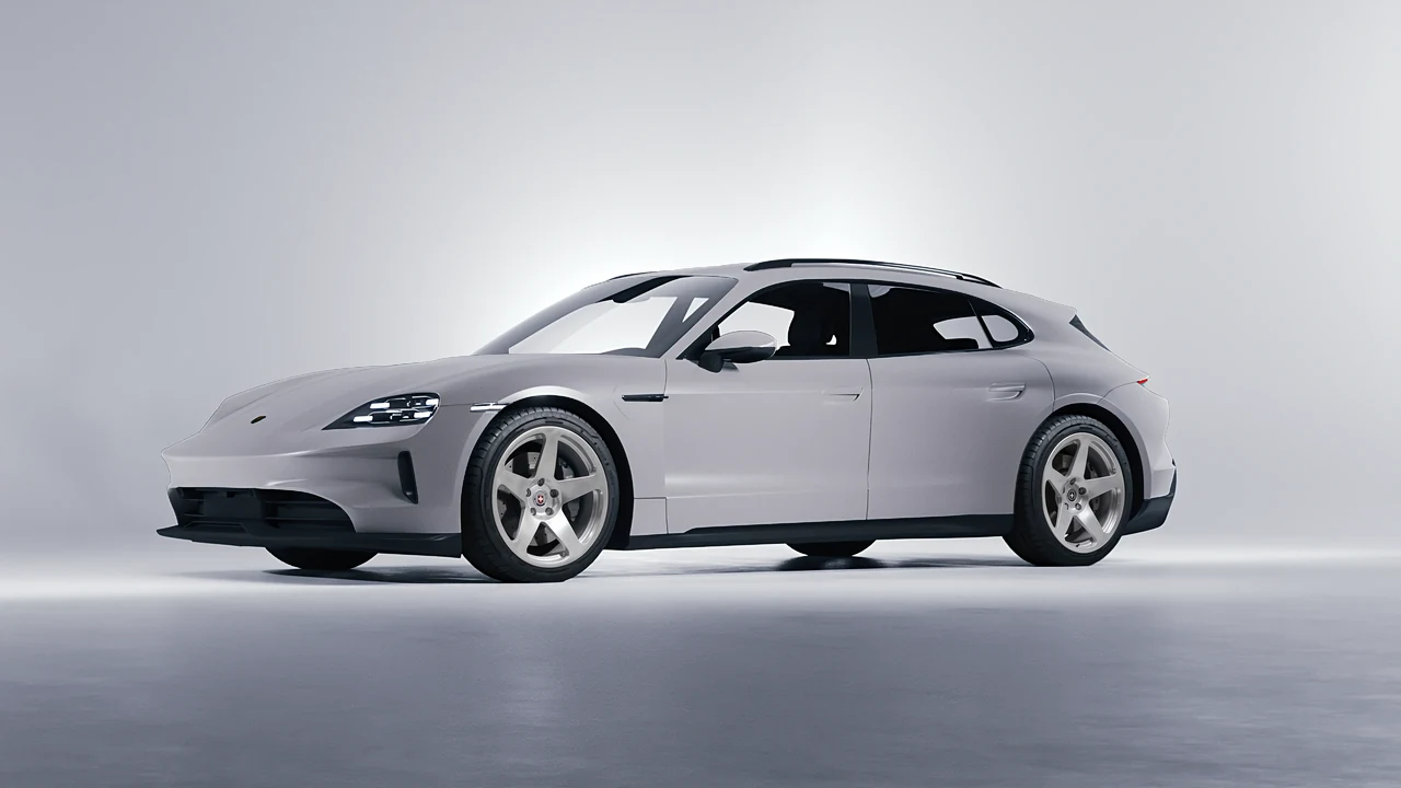 Porsche Taycan 4S Sport Turismo 2022 on HRE Performance Wheels 305M forged wheels, front three-quarter view