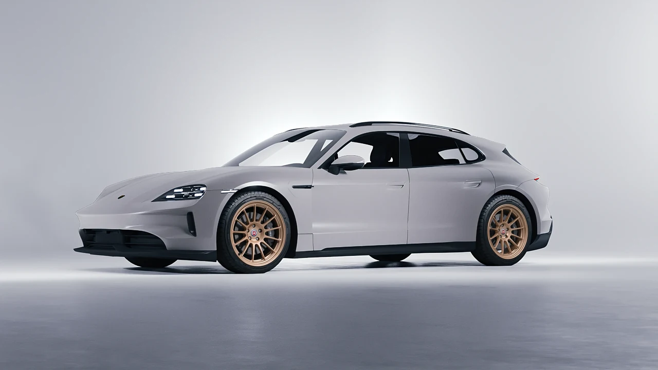 Porsche Taycan 4S Sport Turismo 2022 on HRE Performance Wheels 313-GTS forged wheels, front three-quarter view