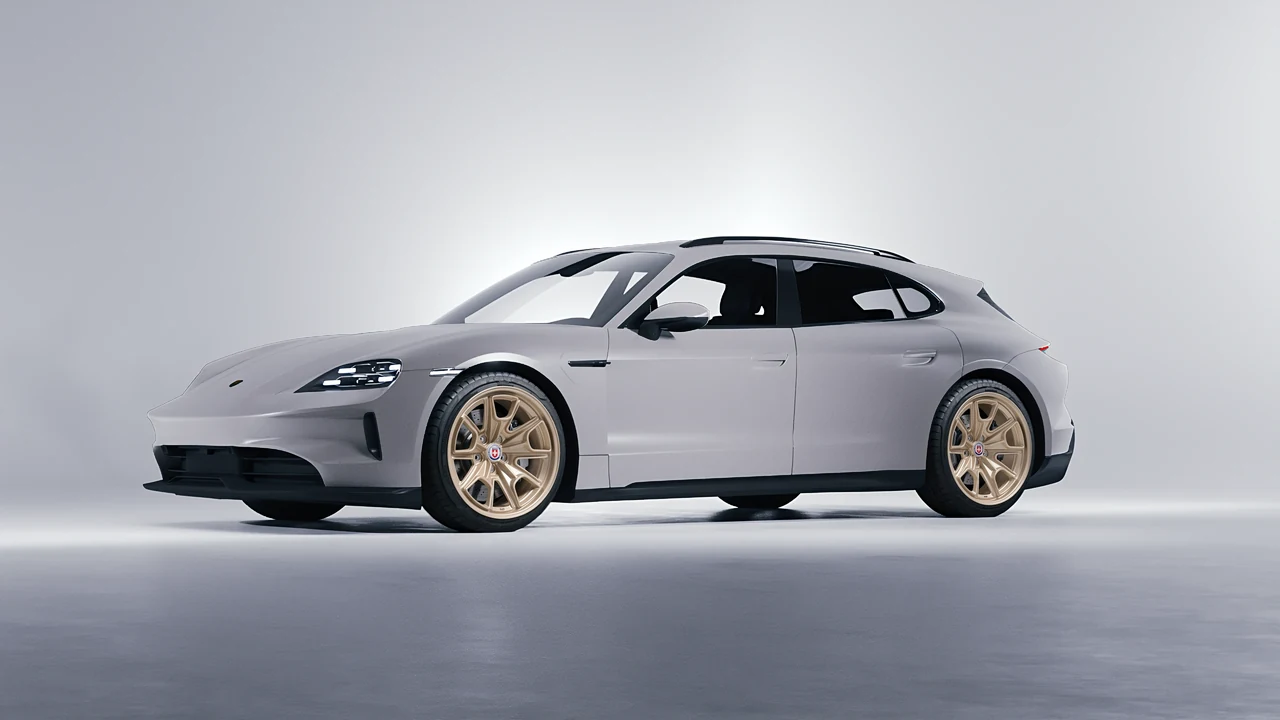 Porsche Taycan 4S Sport Turismo 2022 on HRE Performance Wheels 427M forged wheels, front three-quarter view