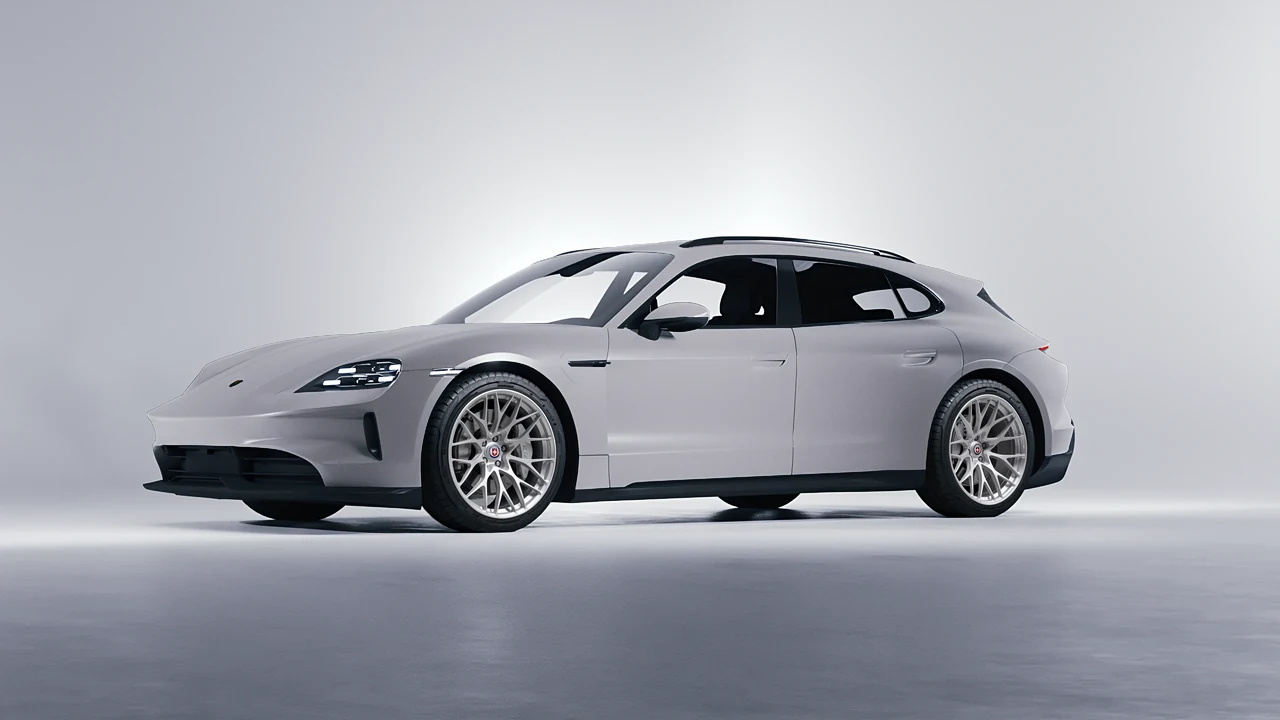 Porsche Taycan 4S Sport Turismo 2022 on HRE Performance Wheels 520M forged wheels, front three-quarter view