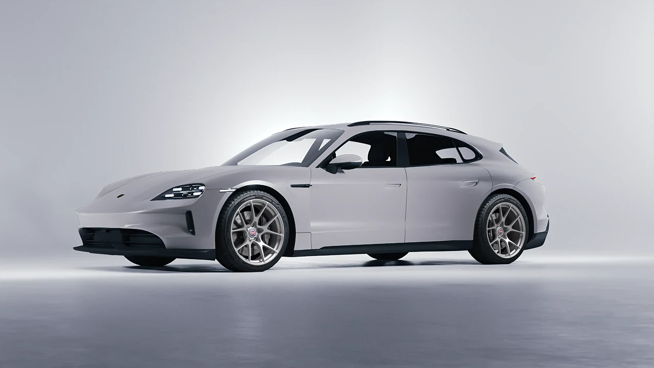 Porsche Taycan 4S Sport Turismo 2022 on HRE Performance Wheels 521M forged wheels, front three-quarter view