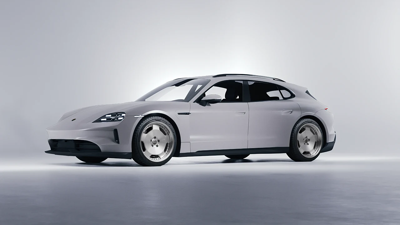 Porsche Taycan 4S Sport Turismo 2022 on HRE Performance Wheels 544 forged wheels, front three-quarter view