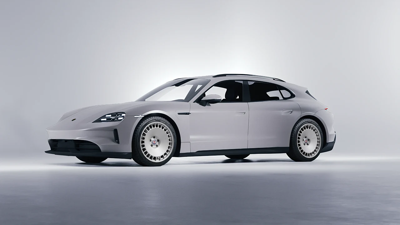 Porsche Taycan 4S Sport Turismo 2022 on HRE Performance Wheels 935M forged wheels, front three-quarter view