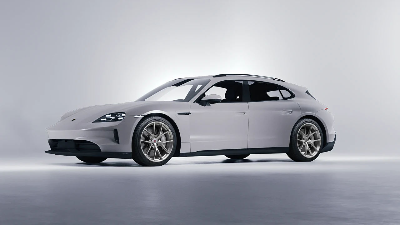 Porsche Taycan 4S Sport Turismo 2022 on HRE Performance Wheels P101 forged wheels, front three-quarter view