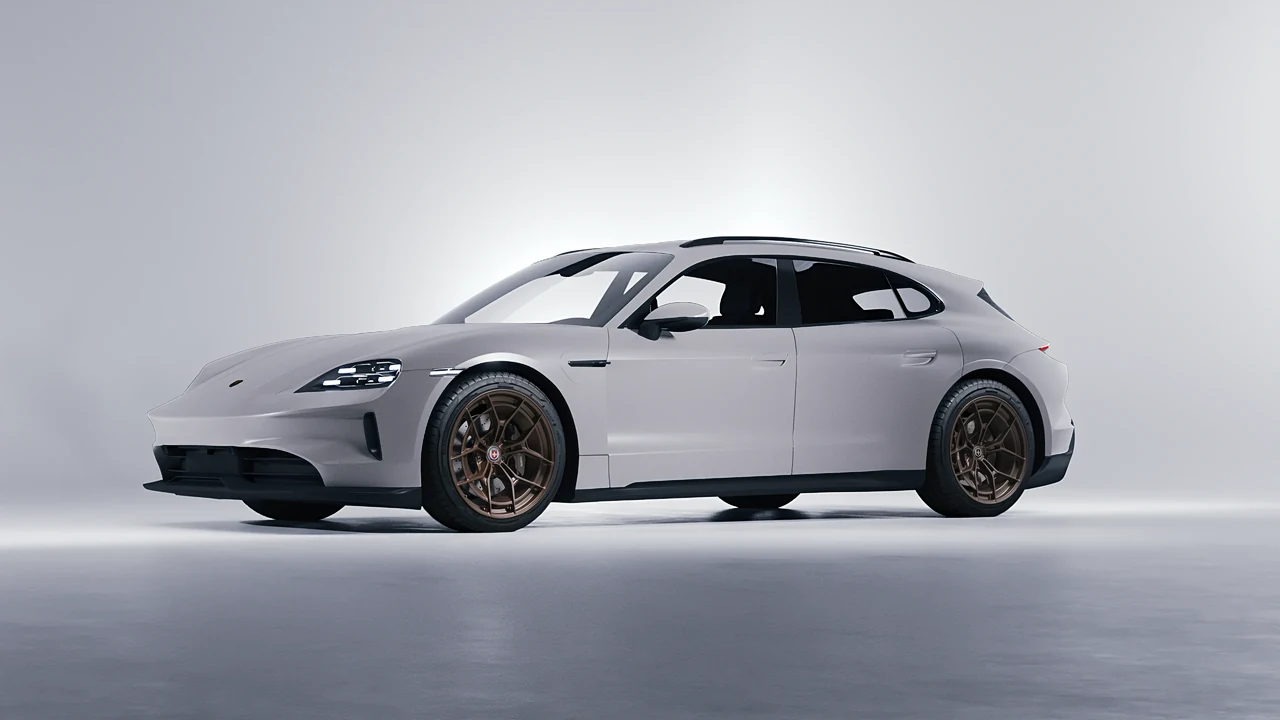 Porsche Taycan 4S Sport Turismo 2022 on HRE Performance Wheels P301 forged wheels, front three-quarter view