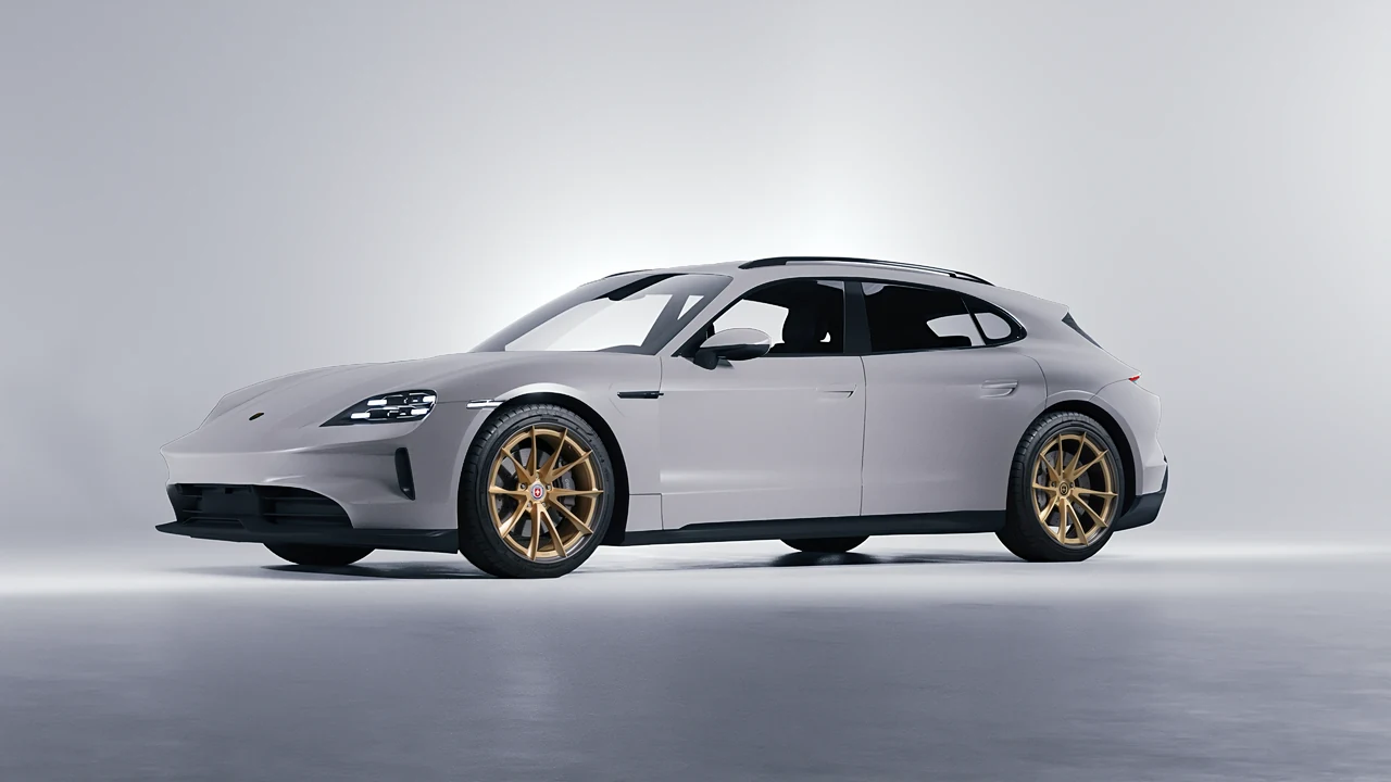 Porsche Taycan 4S Sport Turismo 2022 on HRE Performance Wheels S204H forged wheels, front three-quarter view