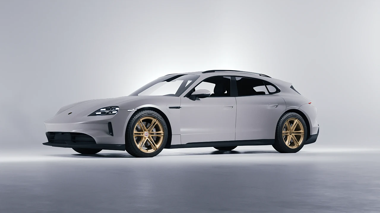 Porsche Taycan 4S Sport Turismo 2022 on HRE Performance Wheels S267H forged wheels, front three-quarter view