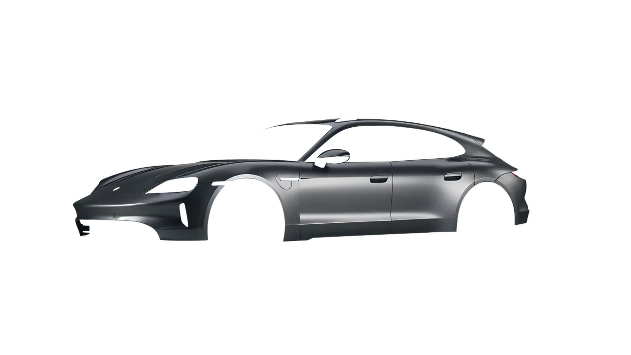 Porsche Taycan 4S Sport Turismo 2022 wrapped in Black Rock Grey (Avery Dennison SW900-823-M), front three-quarter view