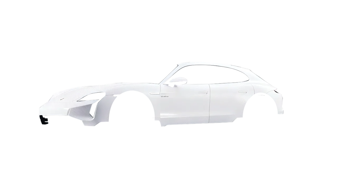 Porsche Taycan Turbo Cross Turismo 2021 wrapped in Carbon Fiber White (Avery Dennison SW900-115-X), front three-quarter view