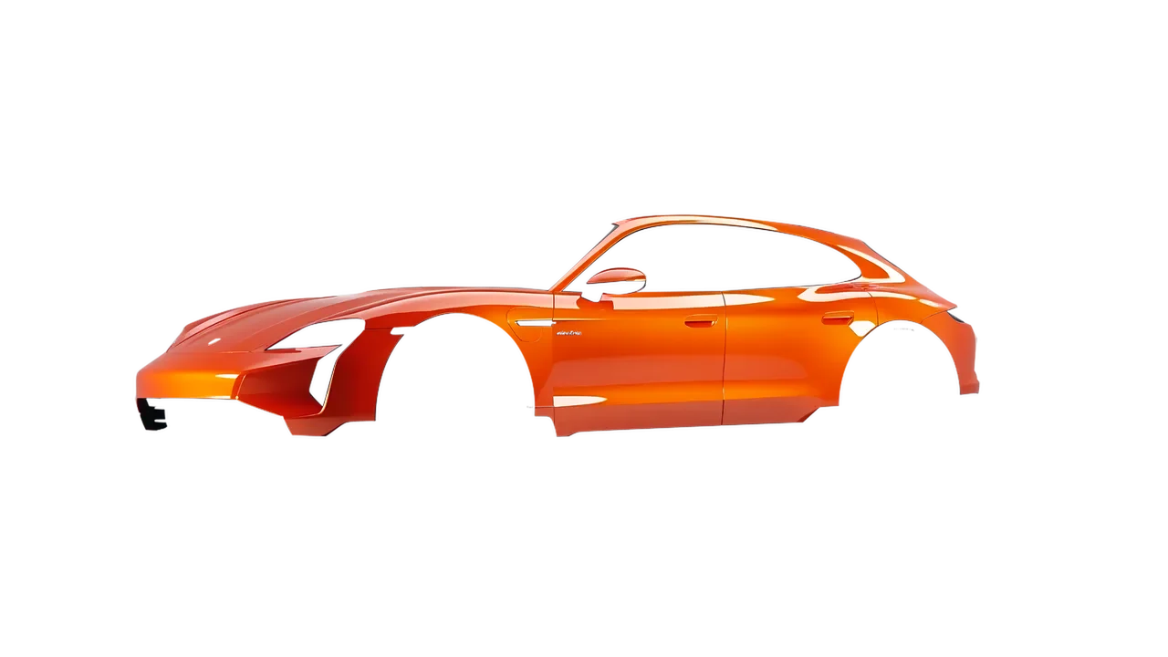 Porsche Taycan Turbo Cross Turismo 2021 wrapped in Fiery Orange (3M G364), front three-quarter view