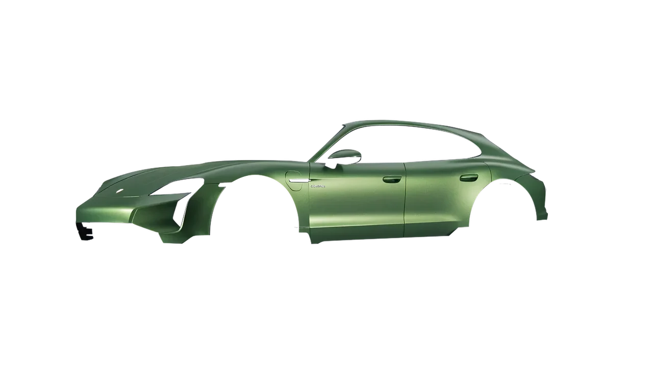 Porsche Taycan Turbo Cross Turismo 2021 wrapped in Apple Green (Avery Dennison SW900-745-M), front three-quarter view