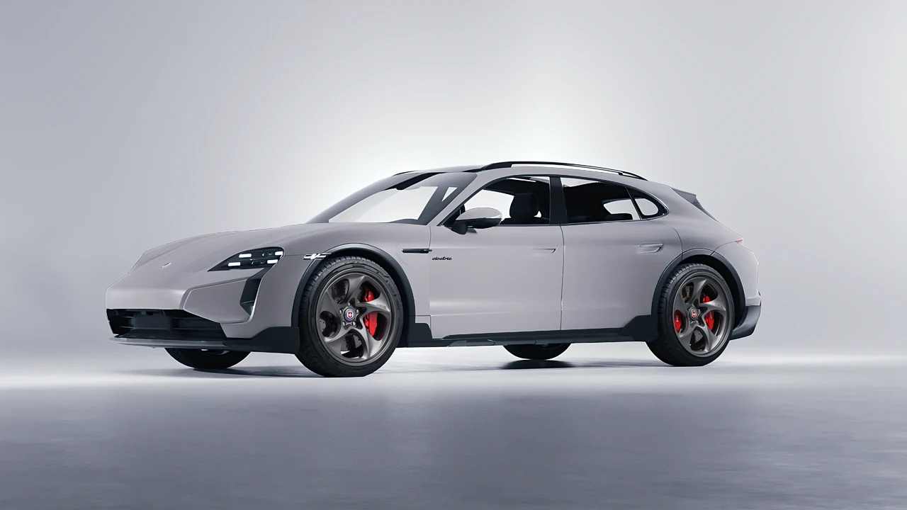 Porsche Taycan Turbo Cross Turismo 2021 on HRE Performance Wheels 522 forged wheels, front three-quarter view