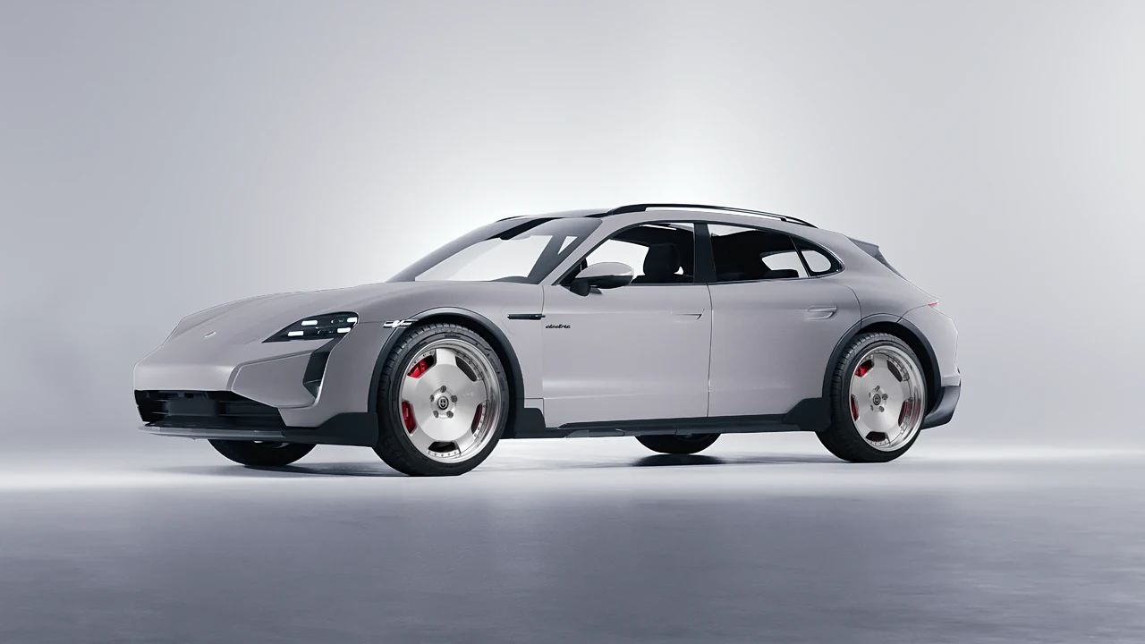 Porsche Taycan Turbo Cross Turismo 2021 on HRE Performance Wheels 544 forged wheels, front three-quarter view